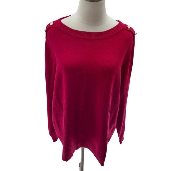 Lane Bryant Sweaters - Lane Bryant Red/Gold Button Crew Neck Sweater NWOT- 22/24